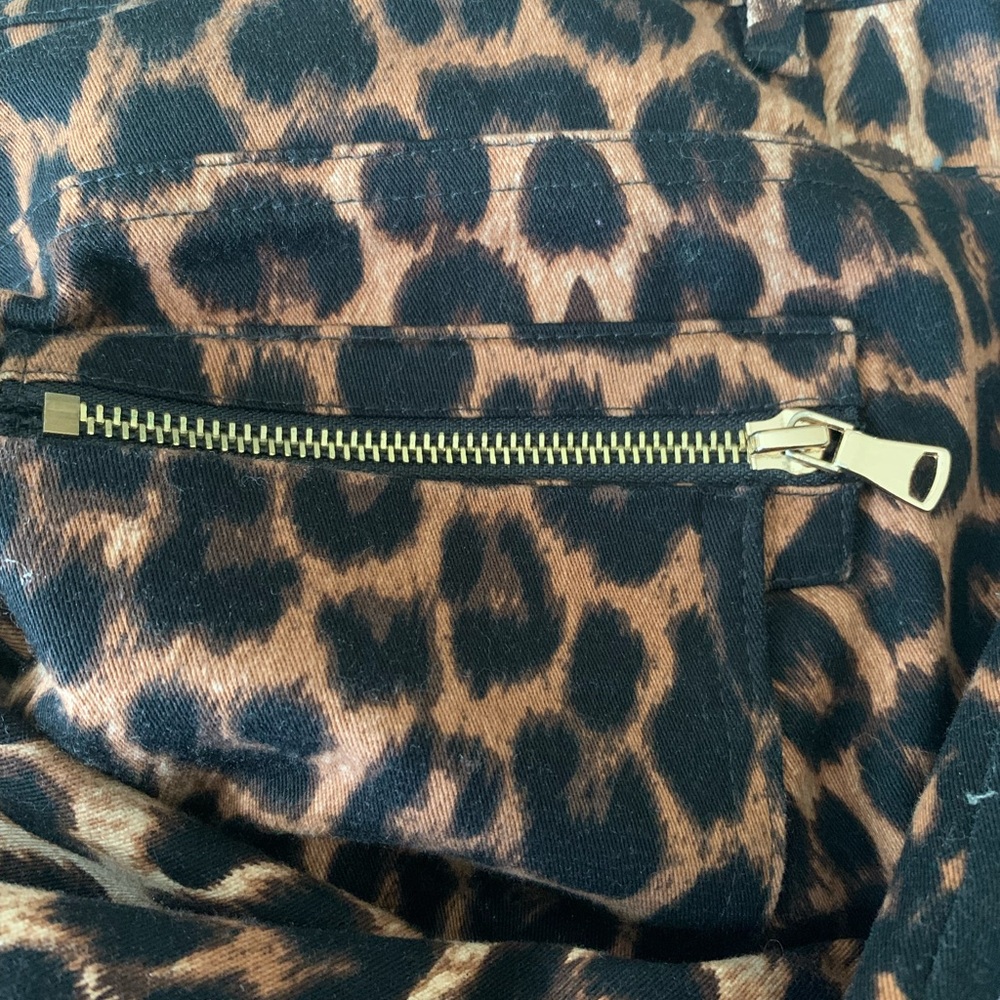 Leopard Print Straight Leg Stretch Jeans With Tuxedo Stripes Size 36 Euro (6-8) - Picture 7 of 16